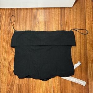 Missguided Black Fold-Over Strapless Camisole Crop Top